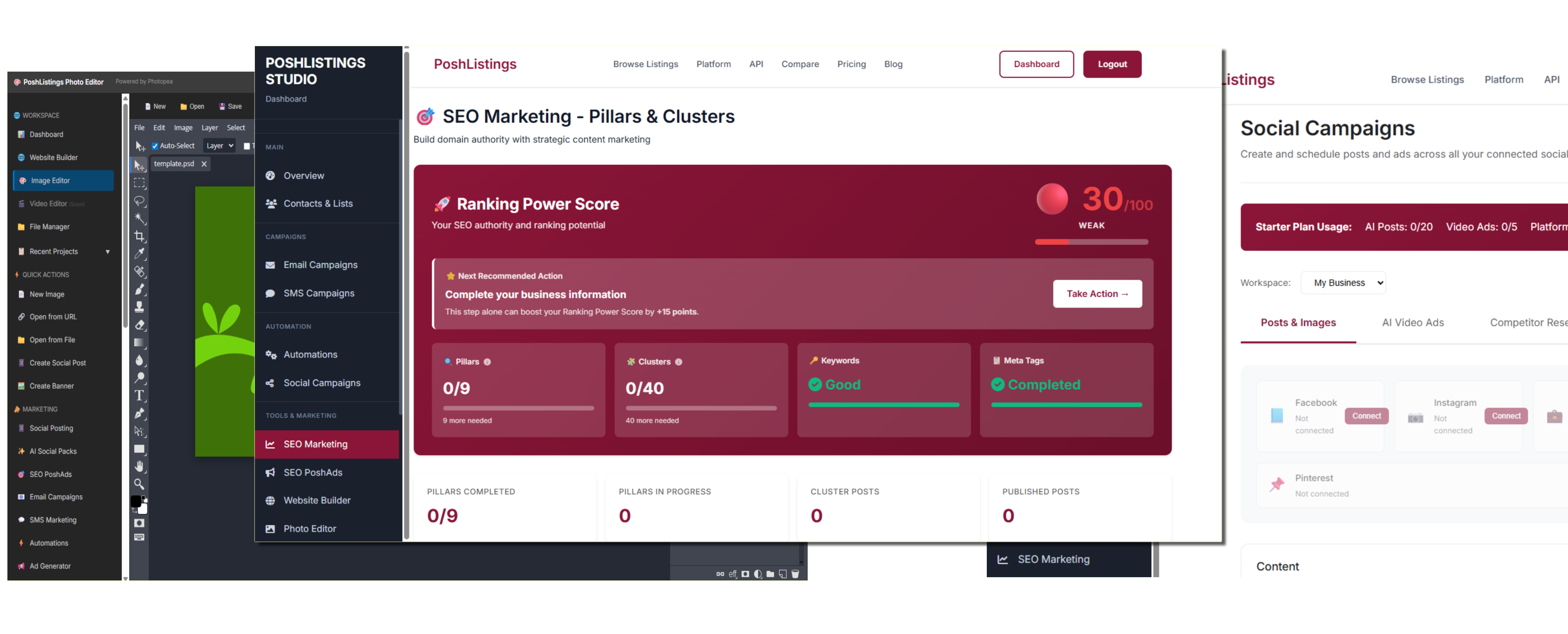 PoshListings Dashboard Preview